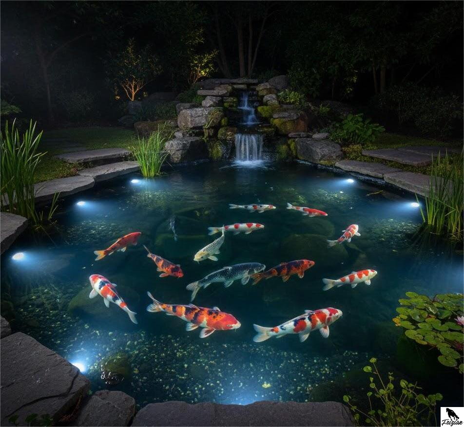 Osvetlenie záhradného jazierka