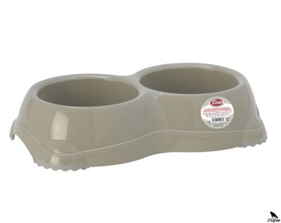 Protišmyková miska pre psa 2x 330 ml, šedá