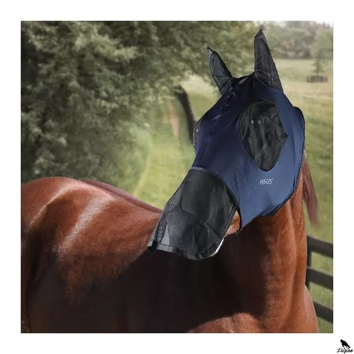 Fly Mask in Lycra with Mesh for Eyes and Nose modrá Fly Mask in Lycra with Mesh for Eyes and Nose modrá